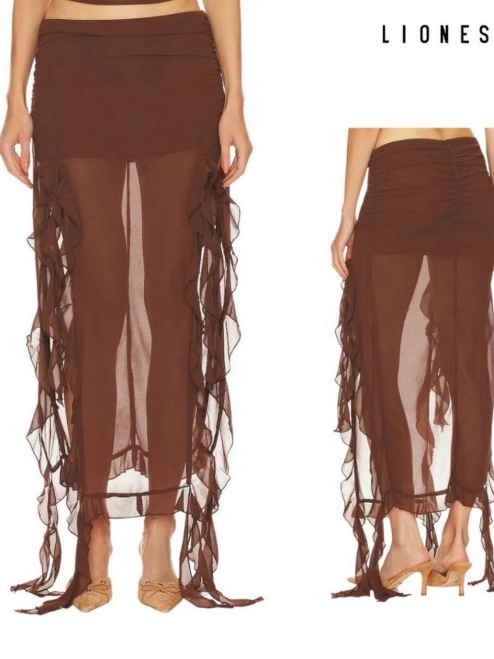 NWT Polyester midi skirt with ruffle tassel details Lioness Rendezvous Skirt XXL